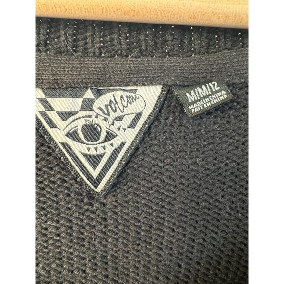 Volcom Black Peach White Geometric Striped Sweater Women’s Medium - Picture 3 of 4